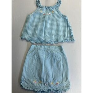 Vintage Mckids 2 Pc Outfit Girls Size 5 Blue Plaid